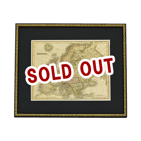 【SOLD OUT】古地図 原本 1828年 ヨーロッパ （額装つき）-EUROPE-