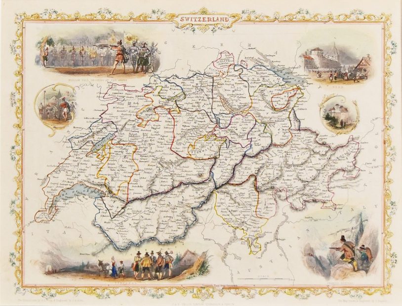 古地図 原本（額装つき） – SWITZERLAND –